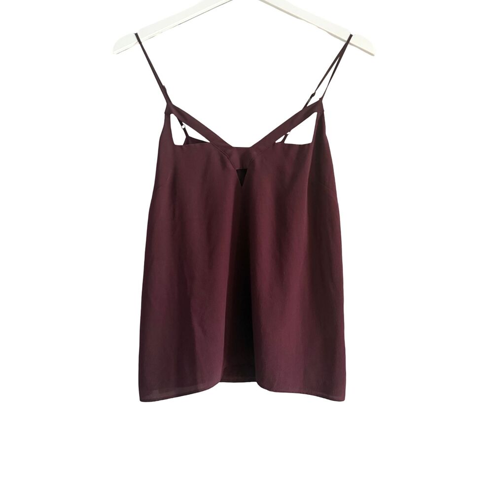Cami NYC Harper Silk Cutout Camisole Tank Top Wine Cross Strap NWOT Size XS